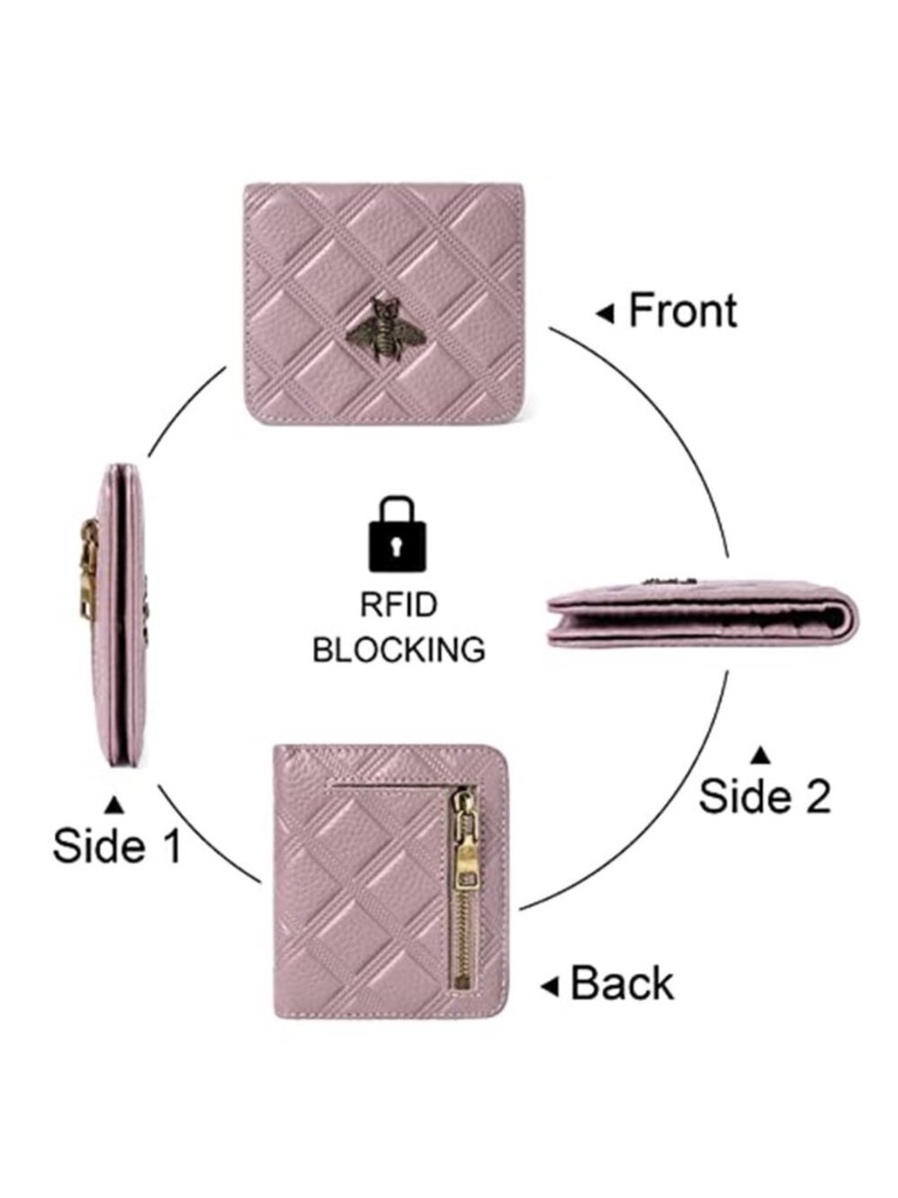 Womens Wallet RFID Blocking Small Compact Bifold Genuine Leather Pocket Wallet - Picture 5 of 7
